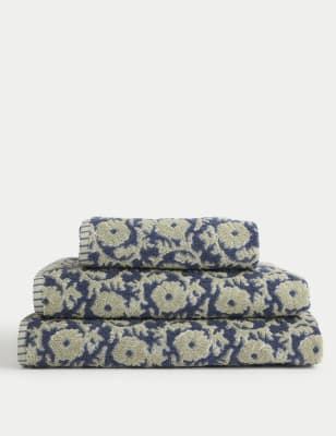 

M&S Collection Pure Cotton Silhouette Floral Towel, Navy Mix