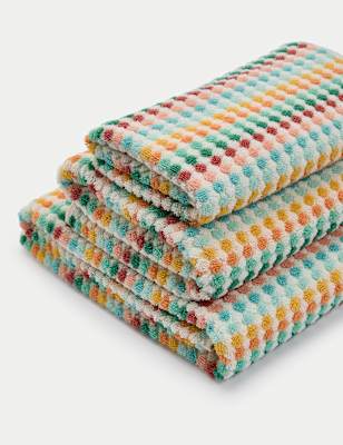 

M&S Collection Pure Cotton Spotty Striped Towel - Multi, Multi