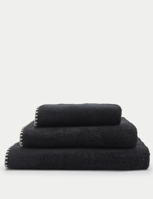 

M&S Collection Handtuch aus reiner Baumwolle mit Deckenstich - Black Mix, Black Mix