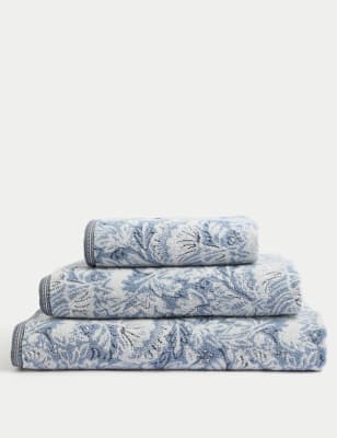 

M&S Collection Pure Cotton Floral Towel - Blue Mix, Blue Mix