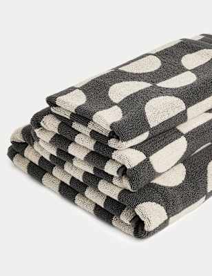 

M&S Collection Pure Cotton Geometric Semi Circle Towel, Neutral