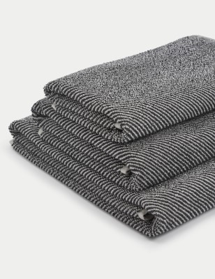 

M&S Collection Pure Cotton Narrow Striped Towel, Charcoal
