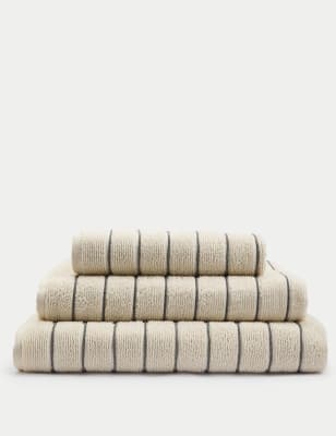 

M&S Collection Pure Cotton Textured Striped Towel - Neutral, Neutral