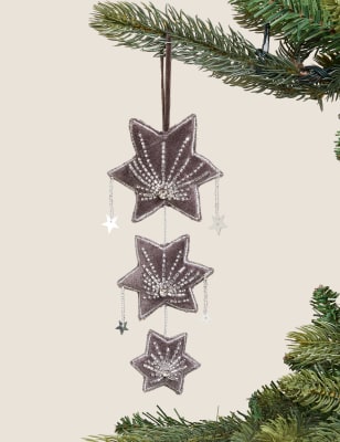 Hanging Cascading Stars Decoration, Silver