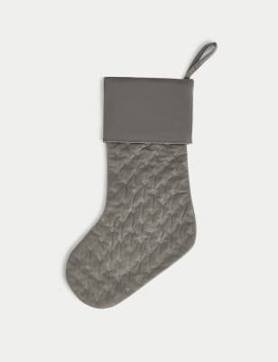 

M&S Collection Silver Velvet Quilted Stocking, Silver