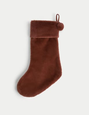 

M&S Collection Faux Fur Stocking - Rust, Rust