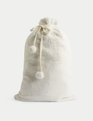 

M&S Collection Saco de Navidad de piel sintética - Crema, Crema