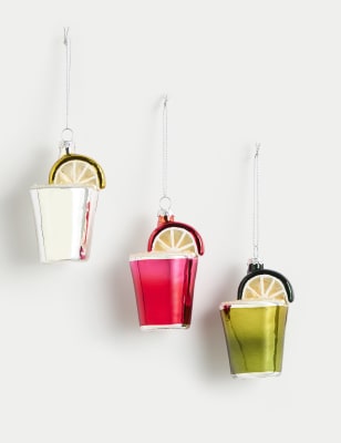 

M&S Collection 3pk Glass Hanging Cocktail Baubles - Multi, Multi