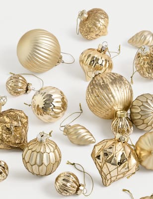 

M&S Collection 20pk Glass Baubles - Gold, Gold