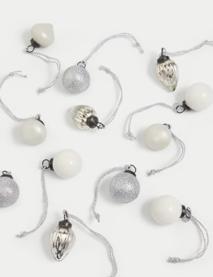 

M&S Collection 12pk Mercury Glass Mini Baubles - Silver, Silver