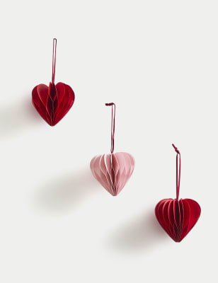 

M&S Collection 3pk Paper Hanging Heart Decorations - Red Mix, Red Mix