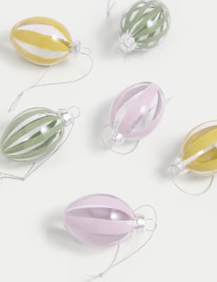 

M&S Collection 6pk Glass Hanging Egg Decorations, Multi