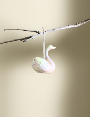 

M&S Collection Ceramic Swan Hanging Decoration - White, White