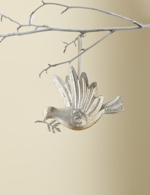 

M&S Collection Metal Dove Hanging Decoration - Silver, Silver