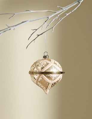 

M&S Collection Glass Open & Close Bauble - Gold, Gold