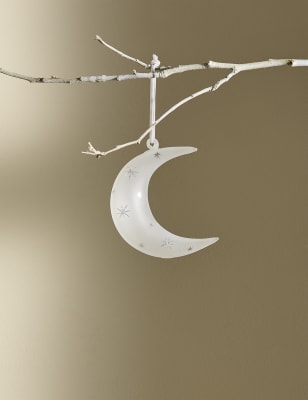 

M&S Collection Glass Moon Hanging Decoration - White Mix, White Mix