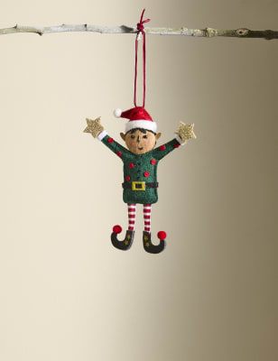 

M&S Collection Felt Elf Hanging Decoration - Multi, Multi