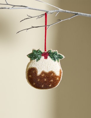 

M&S Collection Beaded Christmas Pudding Hanging Decoration - Multi, Multi