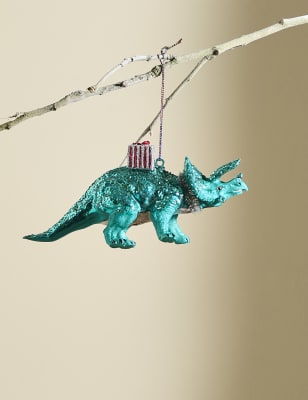 

M&S Collection Dinosaurier aus Glas als Baumdekoration zum Aufhängen - Grün Melange, Grün Melange