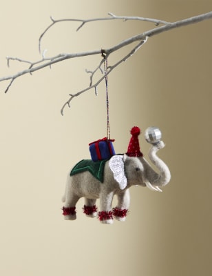 

M&S Collection Felt Elephant Hanging Decoration - Grey Mix, Grey Mix