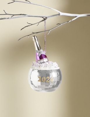 

M&S Collection Glass Disco Champagne 2024 Bauble - Multi, Multi