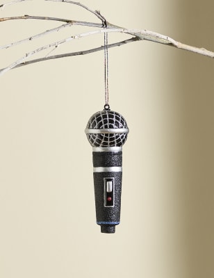 

M&S Collection Glitter Glass Microphone Hanging Decoration - Black Mix, Black Mix