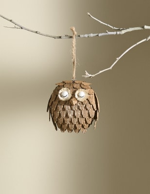 

M&S Collection Glitzernde Papiereule als Hängedekoration - Braun Melange, Braun Melange