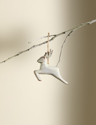 

M&S Collection Ceramic Hanging Stag Tree Decoration - Natural, Natural