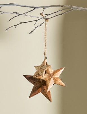 

M&S Collection Wooden Hanging Star Tree Decoration - Natural, Natural