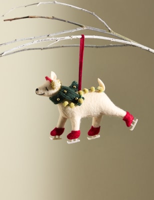 

M&S Collection Felt Skating Dog Hanging Decoration, Multi