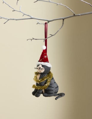 

M&S Collection Felt Cat Hanging Decoration - Multi, Multi