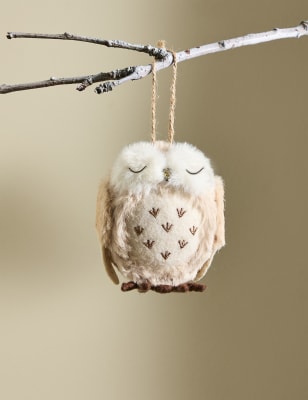 

M&S Collection Fluffy Owl Hanging Decoration - White Mix, White Mix