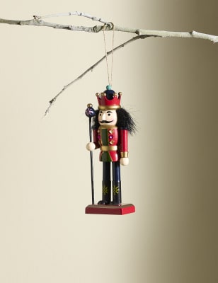 

M&S Collection Wooded Nutcracker Hanging Decoration - Multi, Multi