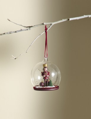 M&S Hanging Nutcracker Cloche Decoration - Red, Red