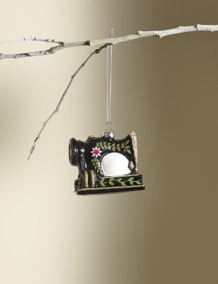 M&S Glass Sewing Machine Hanging Decoration - Multi, Multi