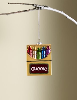 

M&S Collection Multicoloured Glass Crayon Bauble, Multi