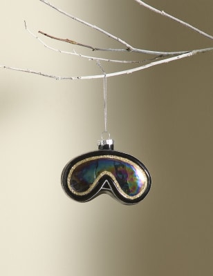 

M&S Collection Adorno de máscara de esquí colgante de cristal negro - Multicolor, Multicolor