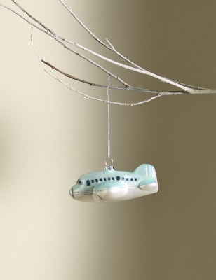 

M&S Collection Glass Aeroplane Hanging Decoration - Multi, Multi