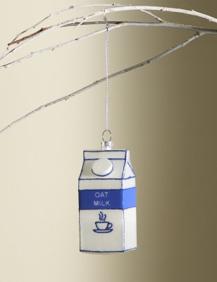 

M&S Collection Glass Oat Milk Hanging Decoration - Multi, Multi