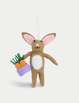 

M&S Collection Felt Hanging Bunny Decoration, Brown Mix