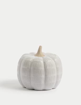 

M&S Collection Small Ceramic Pumpkin Decoration - White, White