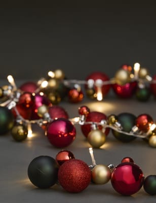 

M&S Collection Light Up Bauble Garland - Red Mix, Red Mix