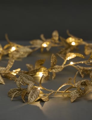 

M&S Collection Pre-Lit Gold Leaf Garland, Gold