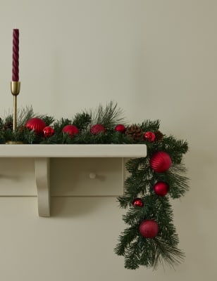 

M&S Collection 6ft Pine Cone & Bauble Garland - Green Mix, Green Mix