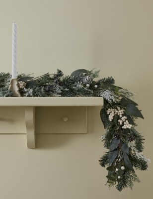 

M&S Collection 6ft Frosted Garland - White Mix, White Mix