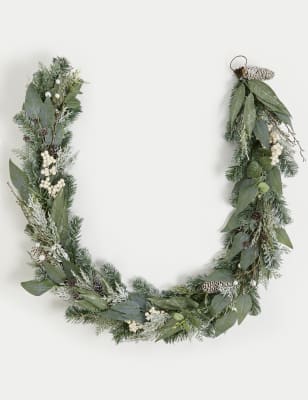 

M&S Collection 6ft Frosted Garland - White Mix, White Mix