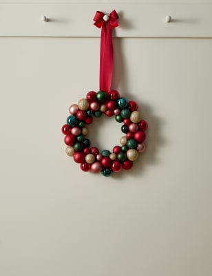 

M&S Collection Multicoloured Bauble Wreath - Red Mix, Red Mix