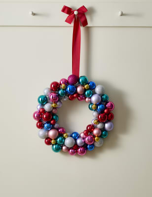 

M&S Collection Multicoloured Bauble Wreath, Multi