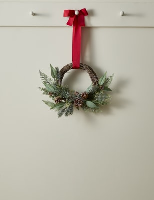 

M&S Collection Pine Cone Half Wreath - Green Mix, Green Mix