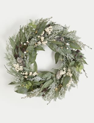 

M&S Collection Pre-Lit Snowy Wreath - White Mix, White Mix